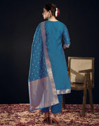 Silk Jacquard Woven Straight 3 Piece Kurta Set