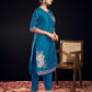 Silk Blend Jacquard Work Straight Kurta with Pant & Dupatta