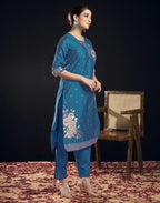 Silk Jacquard Woven Straight 3 Piece Kurta Set