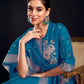 Silk Blend Jacquard Work Straight Kurta with Pant & Dupatta