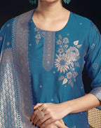 Silk Jacquard Woven Straight 3 Piece Kurta Set