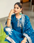 Silk Jacquard Woven Straight 3 Piece Kurta Set