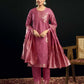 Silk Blend Jacquard Work Straight Kurta with Pant & Dupatta