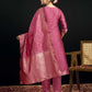 Silk Blend Jacquard Work Straight Kurta with Pant & Dupatta