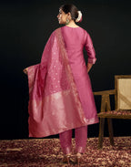 Silk Jacquard Woven Straight 3 Piece Kurta Set