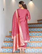 Silk Jacquard Woven Straight 3 Piece Kurta Set