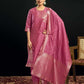 Silk Blend Jacquard Work Straight Kurta with Pant & Dupatta