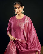 Silk Jacquard Woven Straight 3 Piece Kurta Set