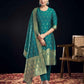 Silk Blend Jacquard Work Straight Kurta with Pant & Dupatta