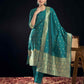 Silk Blend Jacquard Work Straight Kurta with Pant & Dupatta