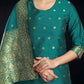 Silk Blend Jacquard Work Straight Kurta with Pant & Dupatta