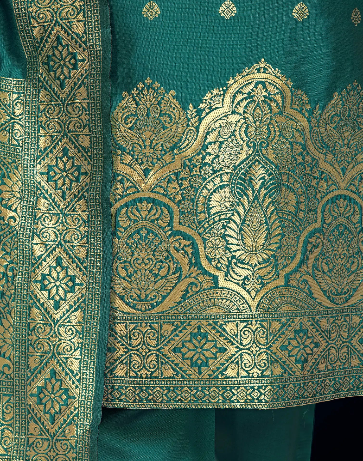Silk Jacquard Woven Straight 3 Piece Kurta Set