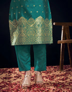 Silk Jacquard Woven Straight 3 Piece Kurta Set