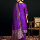 Silk Blend Jacquard Work Straight Kurta with Pant & Dupatta