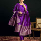 Silk Blend Jacquard Work Straight Kurta with Pant & Dupatta