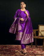 Silk Jacquard Woven Straight 3 Piece Kurta Set