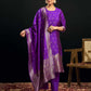 Silk Blend Jacquard Work Straight Kurta with Pant & Dupatta