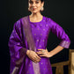 Silk Blend Jacquard Work Straight Kurta with Pant & Dupatta