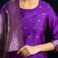 Silk Blend Jacquard Work Straight Kurta with Pant & Dupatta