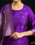 Silk Jacquard Woven Straight 3 Piece Kurta Set