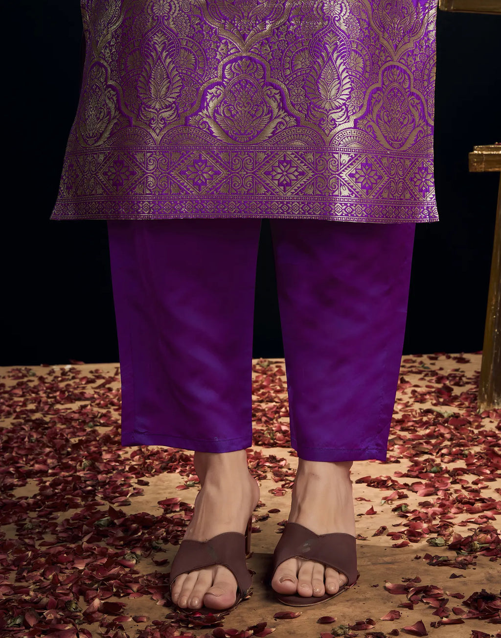 Silk Jacquard Woven Straight 3 Piece Kurta Set