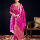 Silk Blend Jacquard Work Straight Kurta with Pant & Dupatta