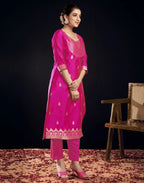 Silk Jacquard Woven Straight 3 Piece Kurta Set