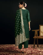 Silk Jacquard Woven Straight 3 Piece Kurta Set