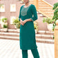 Velvet Dyed, Sequins, Embroidery and Lace Straight Kurta with Pant & Dupatta