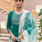 Velvet Dyed, Sequins, Embroidery and Lace Straight Kurta with Pant & Dupatta