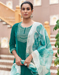 Velvet Embroidered Straight 3 Piece Kurta Set