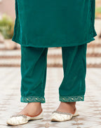 Velvet Embroidered Straight 3 Piece Kurta Set