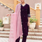 Velvet Dyed, Sequins, Embroidery and Lace Straight Kurta with Pant & Dupatta