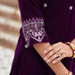 Velvet Dyed, Sequins, Embroidery and Lace Straight Kurta with Pant & Dupatta