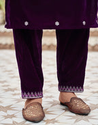Velvet Embroidered Straight 3 Piece Kurta Set