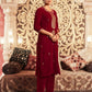 Velvet Sequins, Embroidery and Lace Straight Kurta with Pant & Dupatta