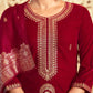 Velvet Sequins, Embroidery and Lace Straight Kurta with Pant & Dupatta
