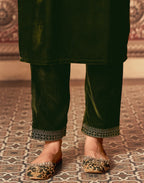 Velvet Embroidered Straight 3 Piece Kurta Set