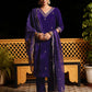 Velvet Sequins, Embroidery and Lace Straight Kurta with Pant & Dupatta