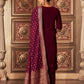 Velvet Dyed, Sequins, Embroidery and Lace Straight Kurta with Pant & Dupatta