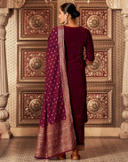 Velvet Embroidered Straight 3 Piece Kurta Set