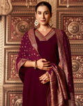 Velvet Embroidered Straight 3 Piece Kurta Set