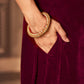 Velvet Dyed, Sequins, Embroidery and Lace Straight Kurta with Pant & Dupatta