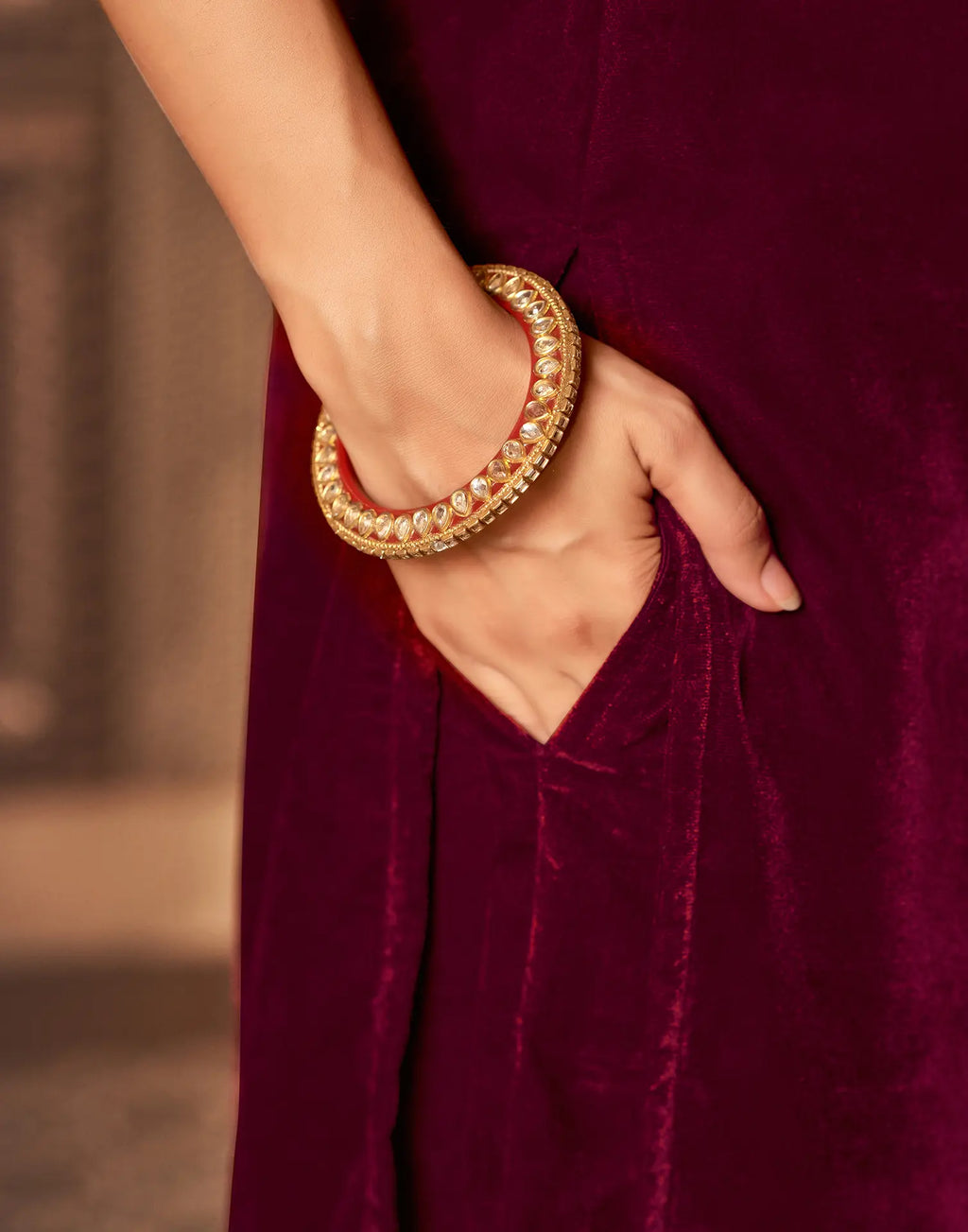 Velvet Embroidered Straight 3 Piece Kurta Set