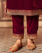 Velvet Embroidered Straight 3 Piece Kurta Set