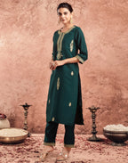 Silk Embroidered Straight 3 Piece Kurta Set