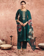 Silk Embroidered Straight 3 Piece Kurta Set