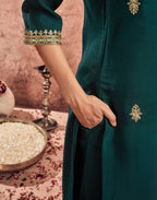 Silk Embroidered Straight 3 Piece Kurta Set