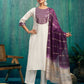 Silk Blend Woven Straight Kurta with Pant & Dupatta