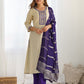 Silk Blend Sequence Embrodery Straight Kurta with Pant & Dupatta